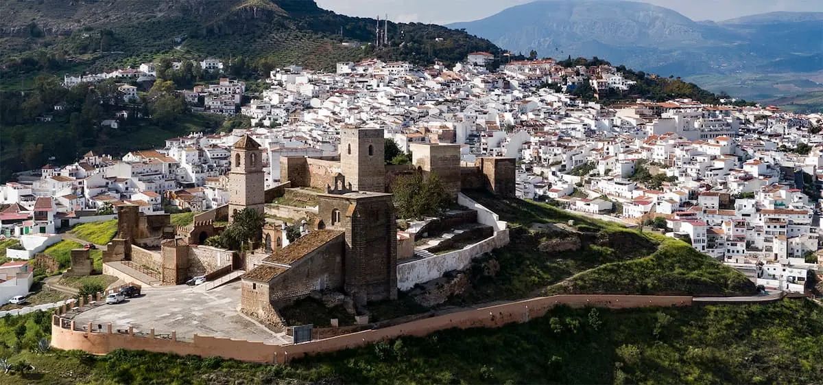 Areal view of Álora and Andalusian Mountains